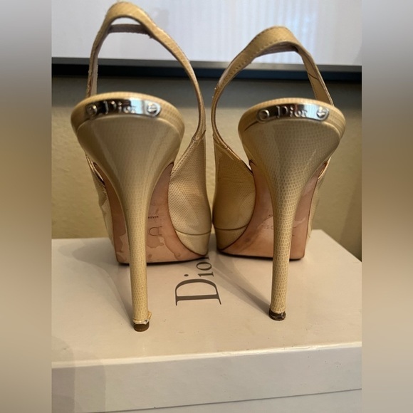 Dior Beige Slingback Peep-toe Pumps Size 38 - Picture 4 of 11